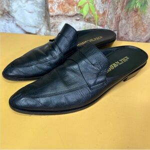 Modern Vice Black Leather Slip-On Mules